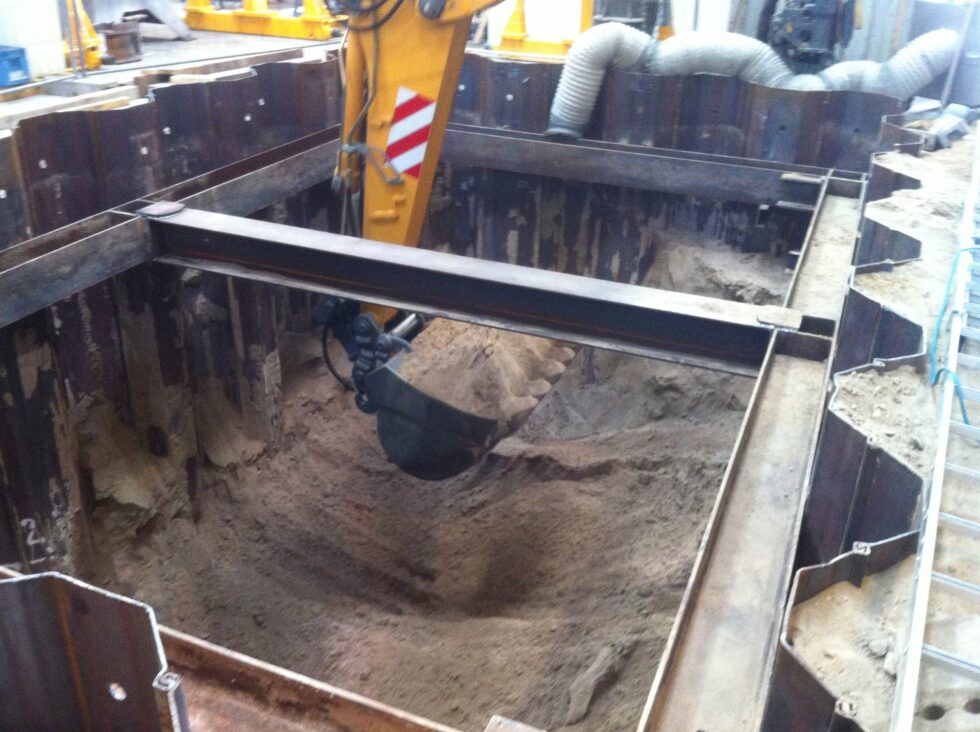 Lärmschutzwände, Berliner Verbau, Industriebau, Pfahlgründungen, Rammrohrgründungen, Spundwände der Krebs Ingenieurbau GmbH